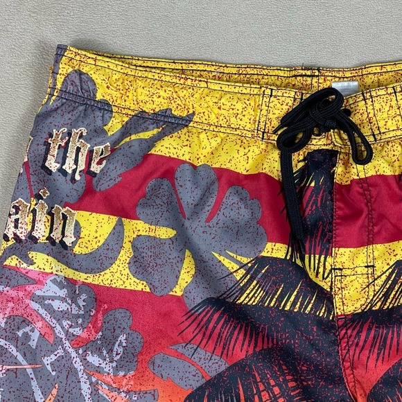 Captain Morgen Mens L Swim Trunk Drawstring Hawaiian Print Lined Relaxed Fit - Picture 2 of 11